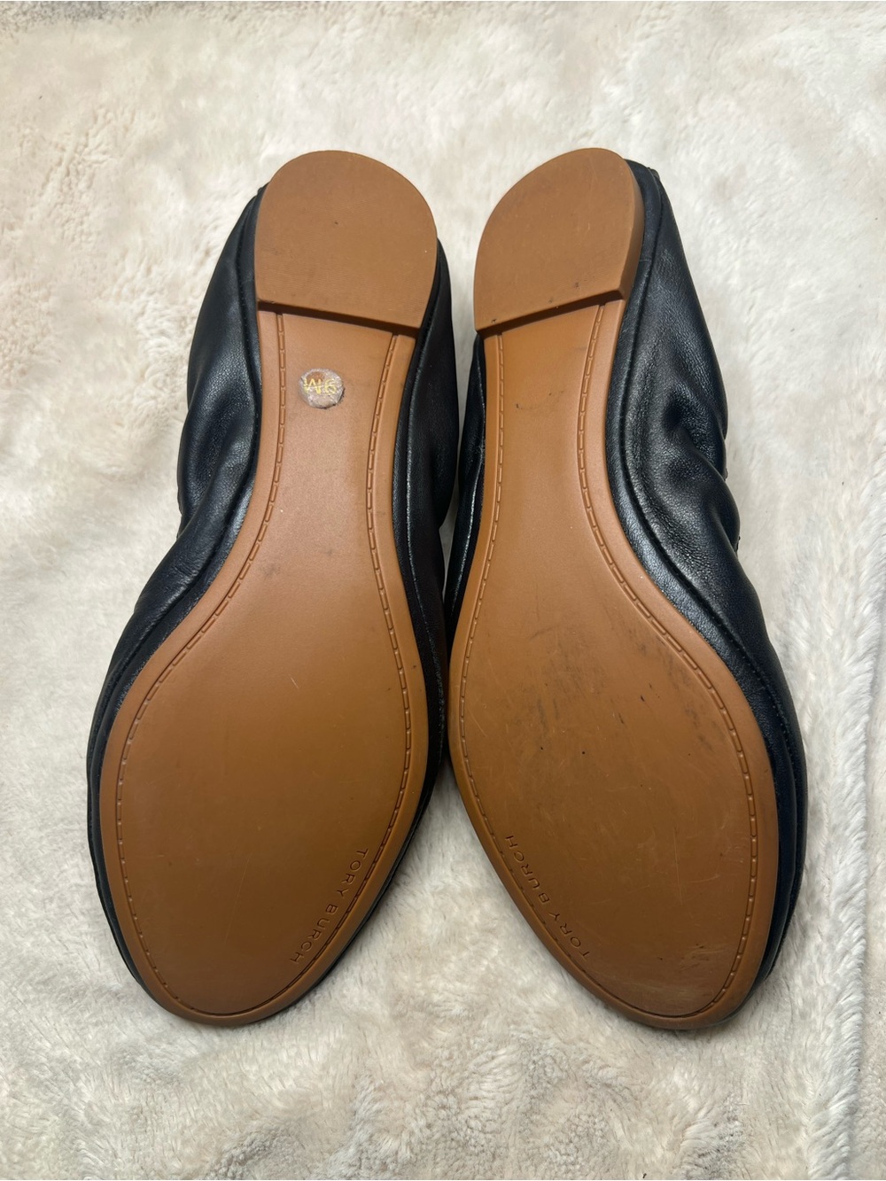 Tory Burch Eddie Ballet Flats in perfect black lamb leather size 9 - Picture 3 of 6
